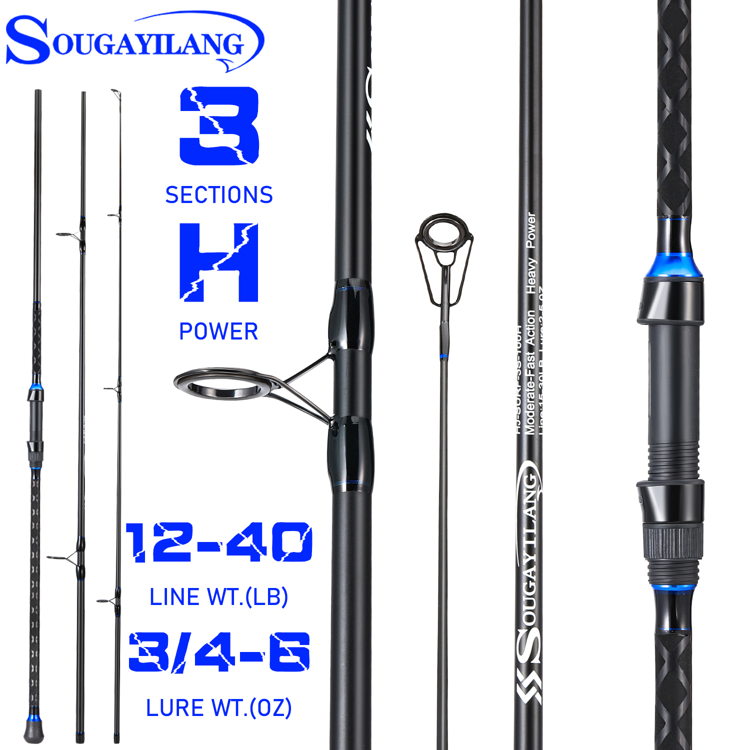 Fishing Rod Surf - Sougayilang 2.7/3.0/3.3/3.6m 3sections Spinning Fishing Rod