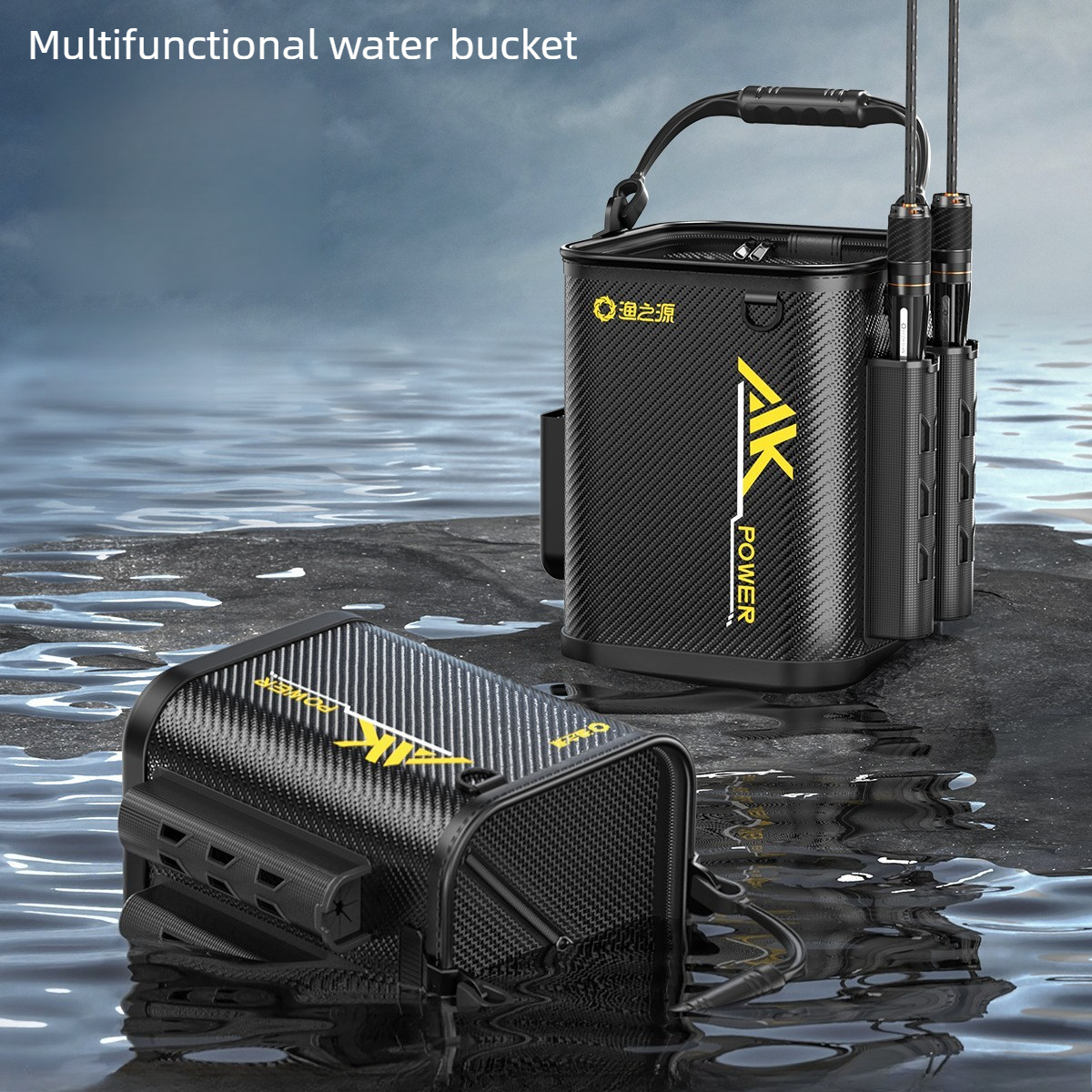 Fishing Rod Travel - Multi-Functional Live Fish Bucket, Rod Holder