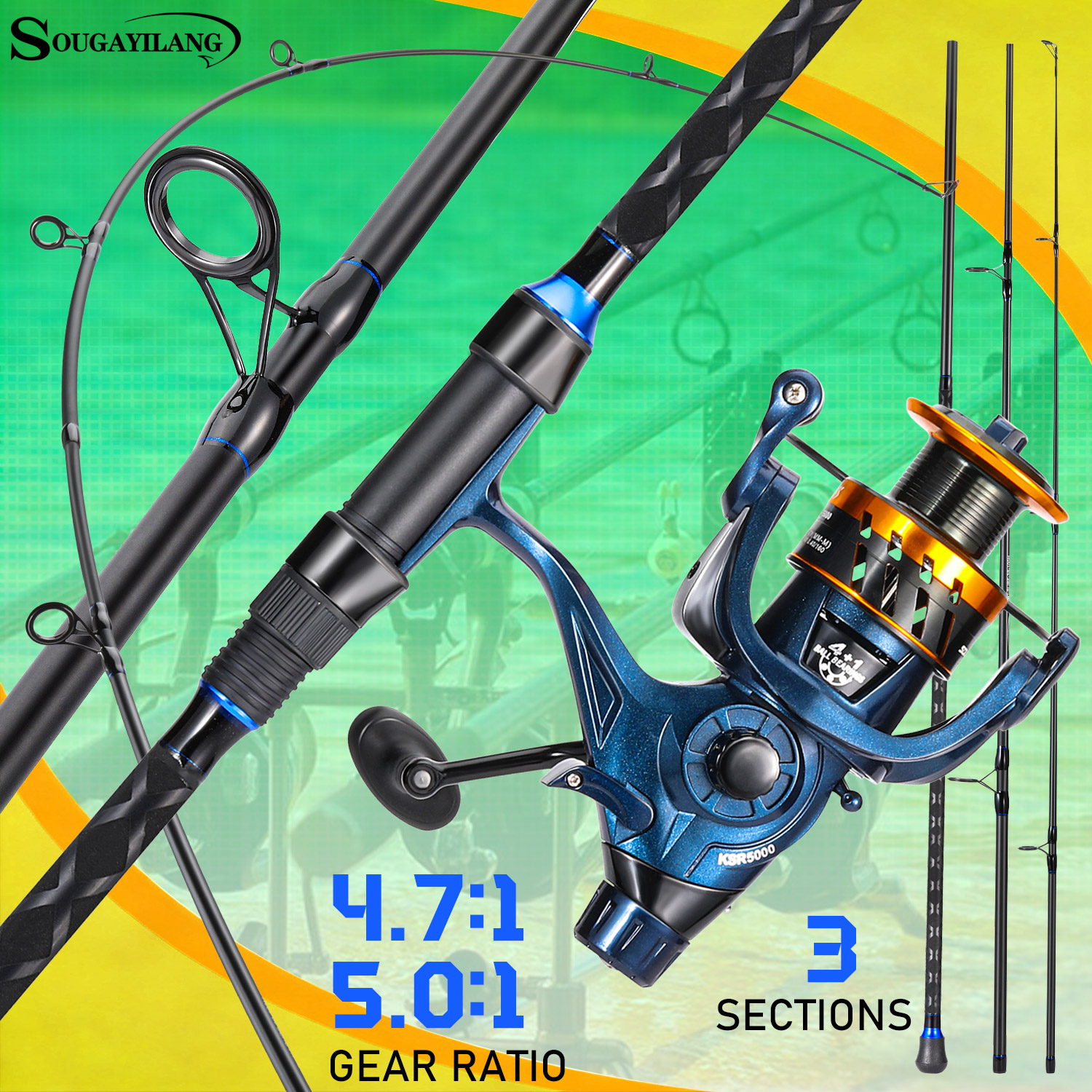 Sougayilang 3 Sections Surf Fi - Fishing Rod Combo avis et prix