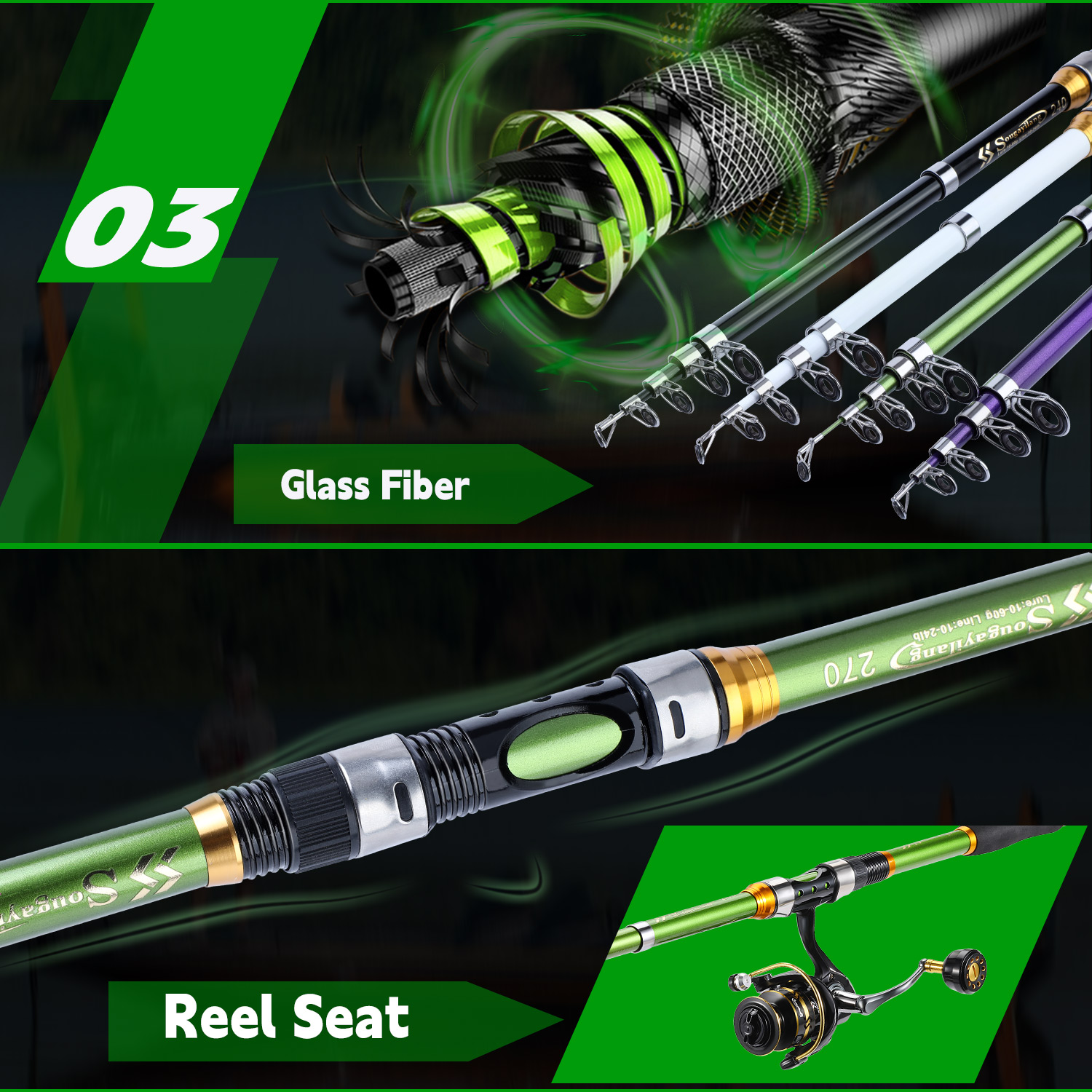 Sougayialng spinning fishing r - Fishing Rod Combo avis et prix