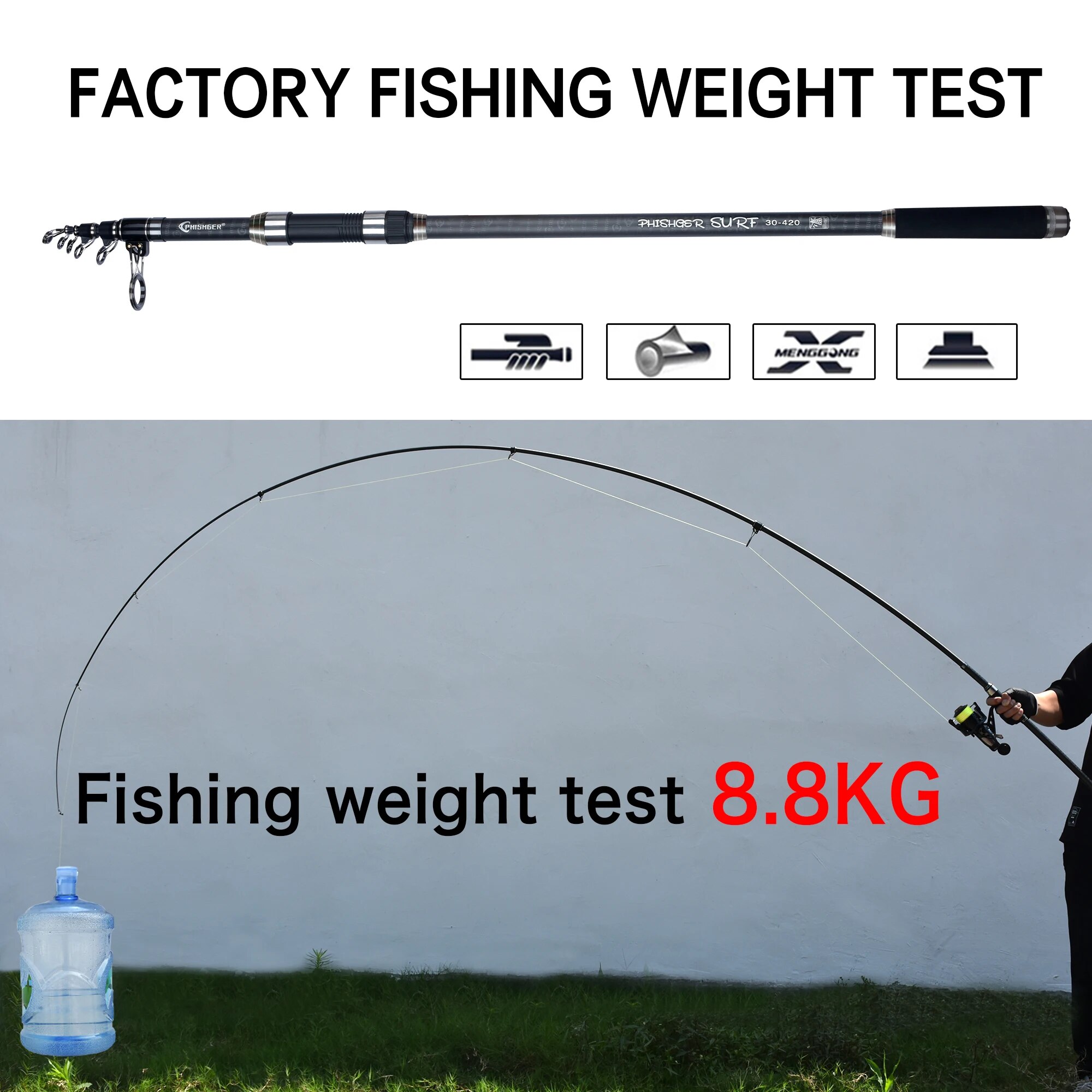PHISHGER Telescopic Surf Spinn - Fishing Rod Surf avis et prix