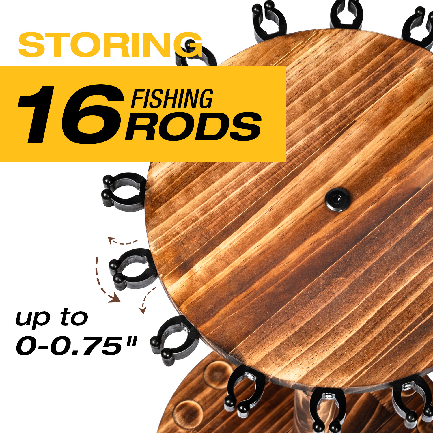 Round Carbonized Wood Fishing  - Fishing Rod Rack avis et prix