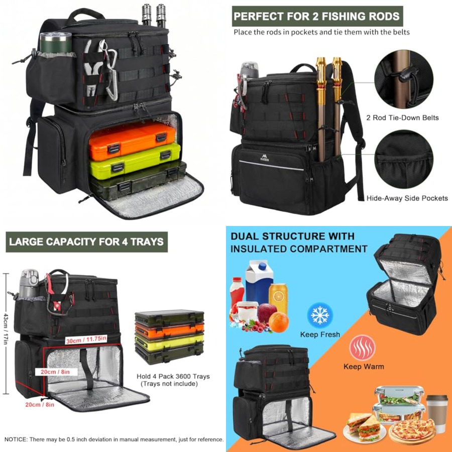Fishing Backpack, Water Resist - Fishing Rod Holder avis et prix