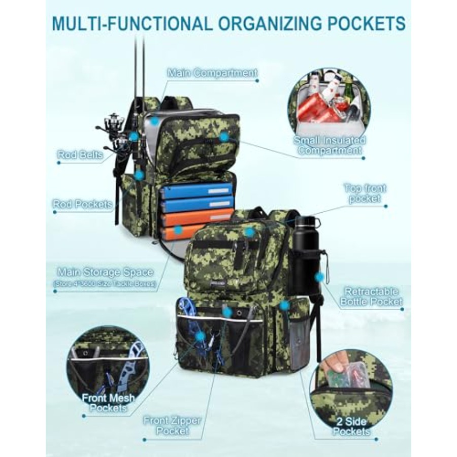 Fishing Backpack with Rod Hold - Fishing Rod Holder avis et prix